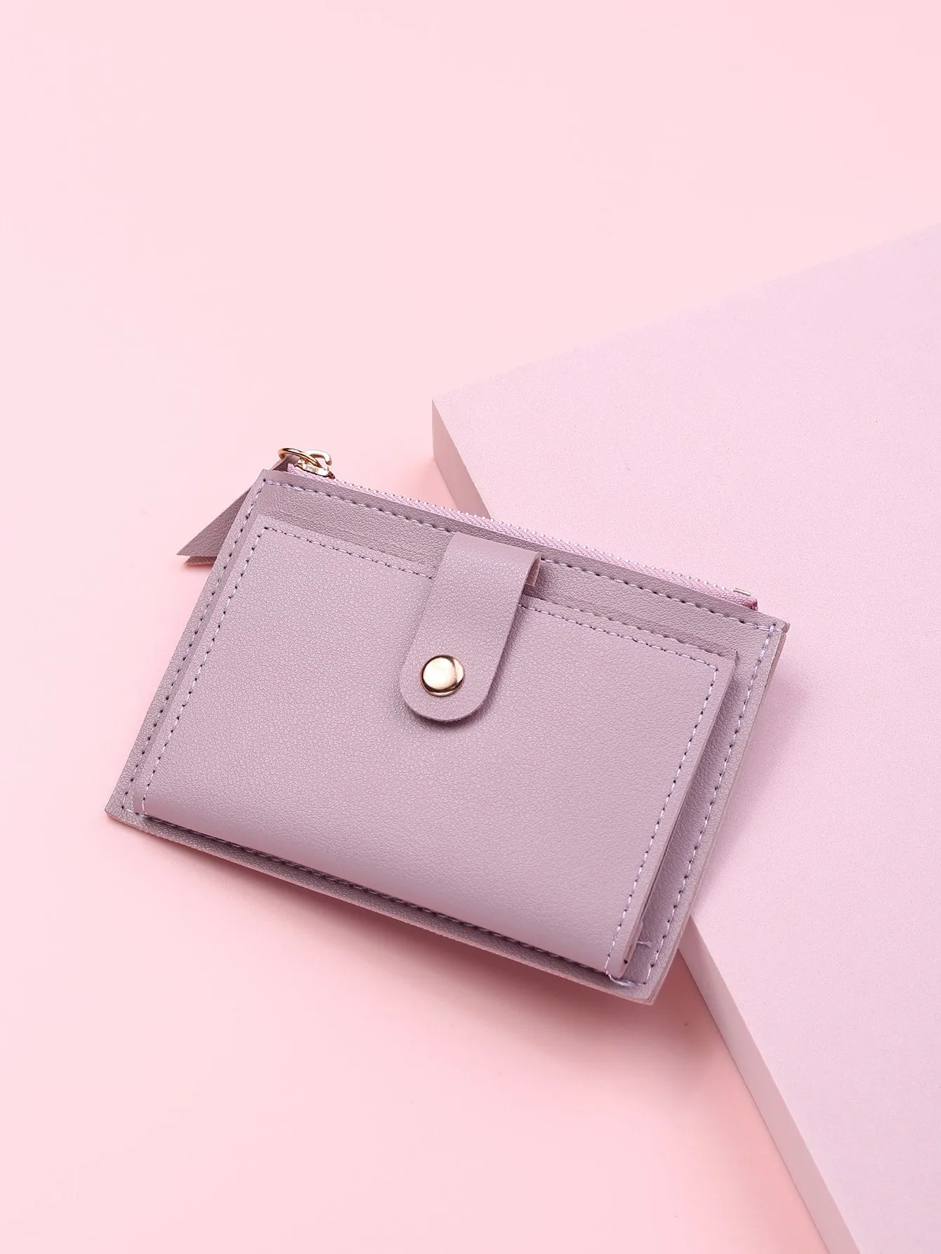Snap Button Small Wallet - Purple