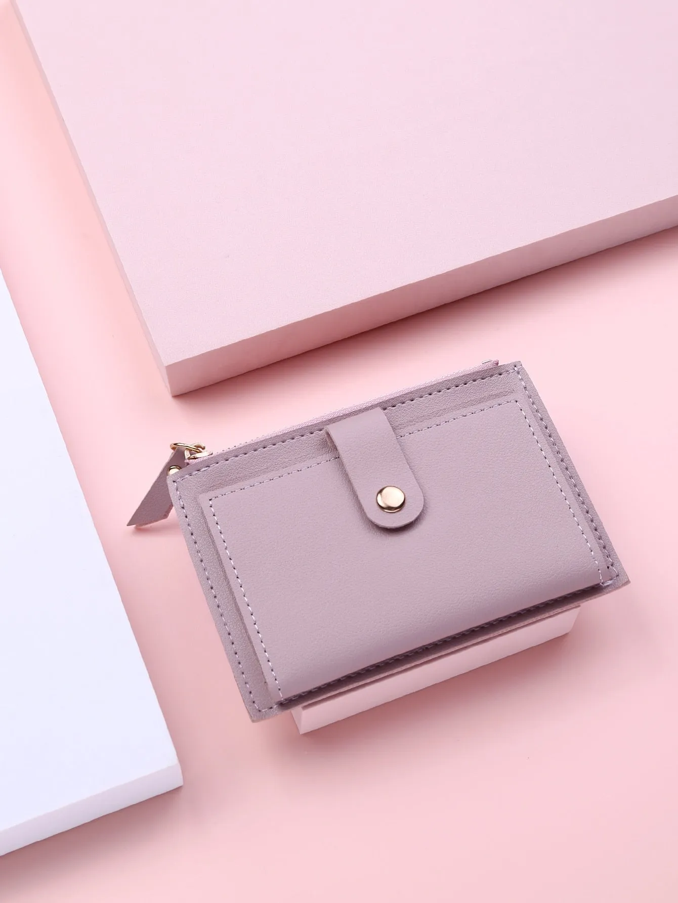 Snap Button Small Wallet - Purple