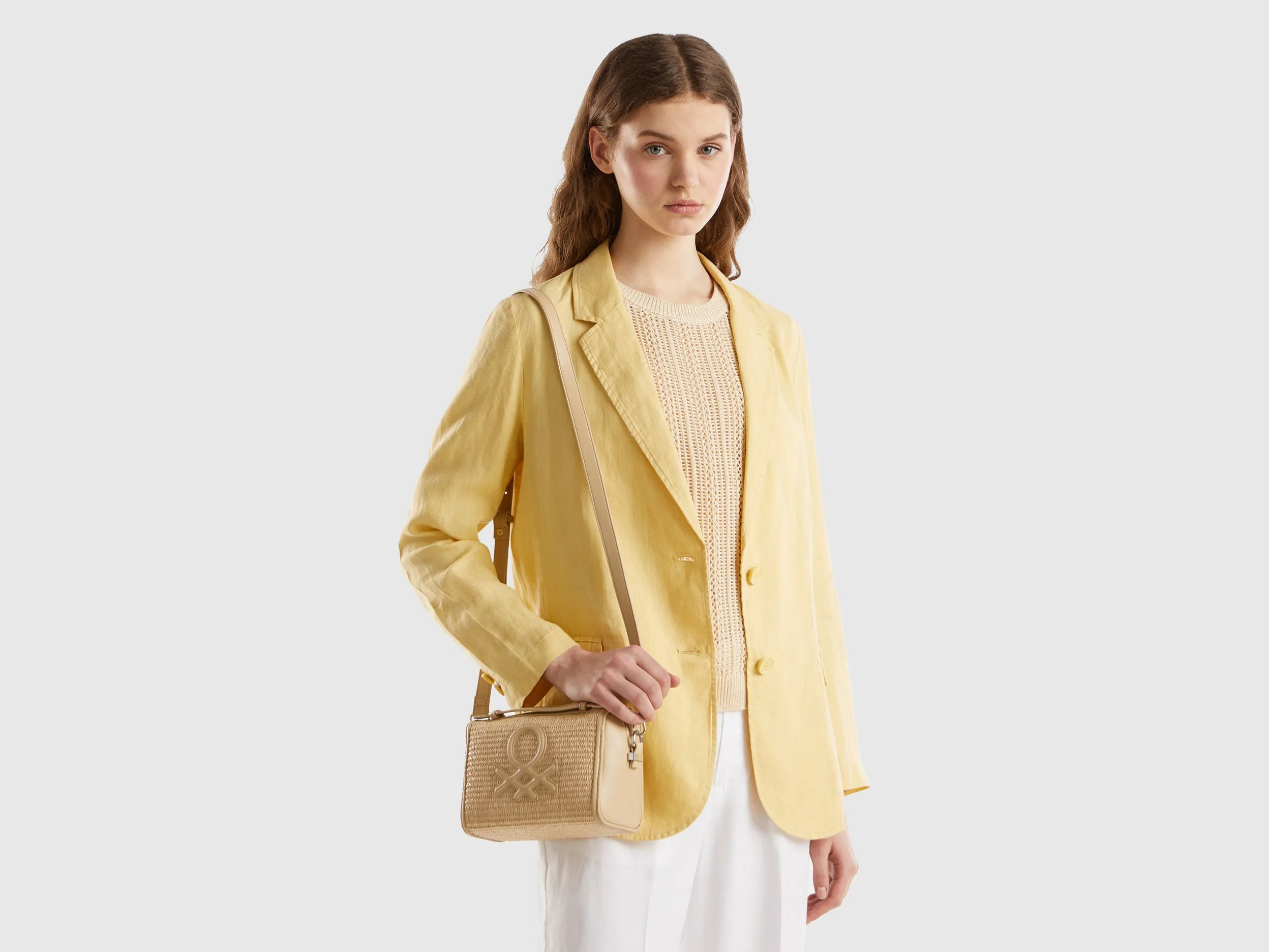 Solid Cotton Blend Zipper Sling Bag