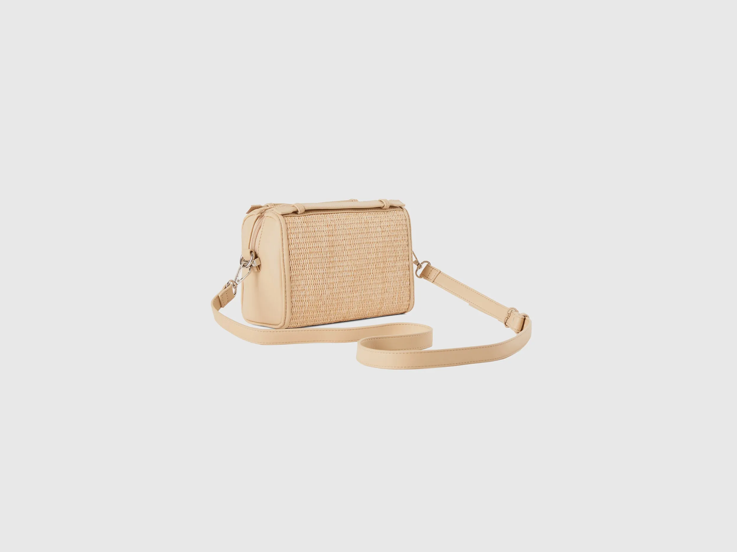 Solid Cotton Blend Zipper Sling Bag