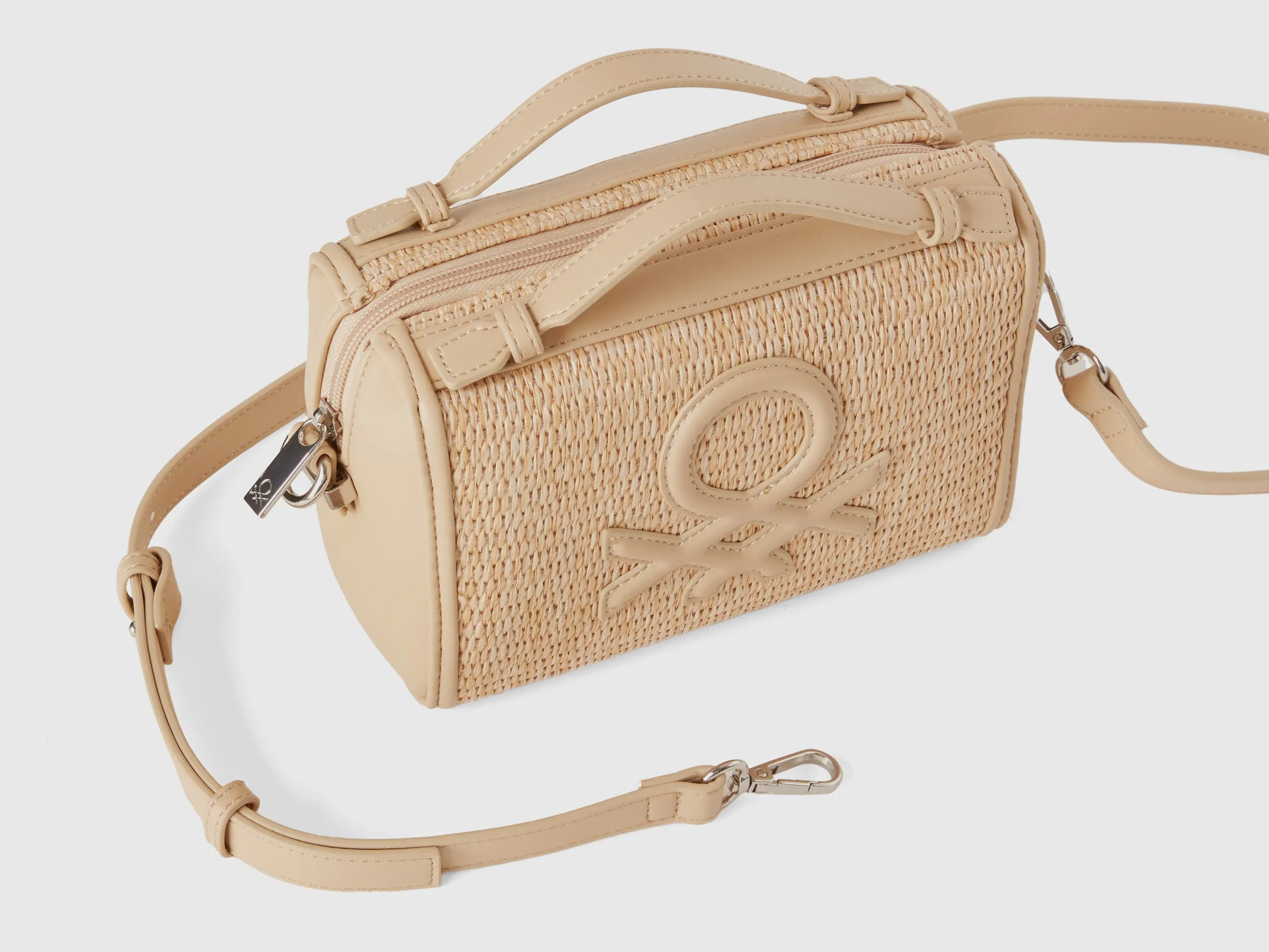 Solid Cotton Blend Zipper Sling Bag