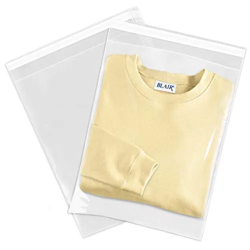 Spartan Industrial - 10" X 13" (100/200/1000 Pack) Crystal Clear Resealable Polypropylene Poly Bags for Packaging, Clothing & T Shirts - Self Seal & Reinforced