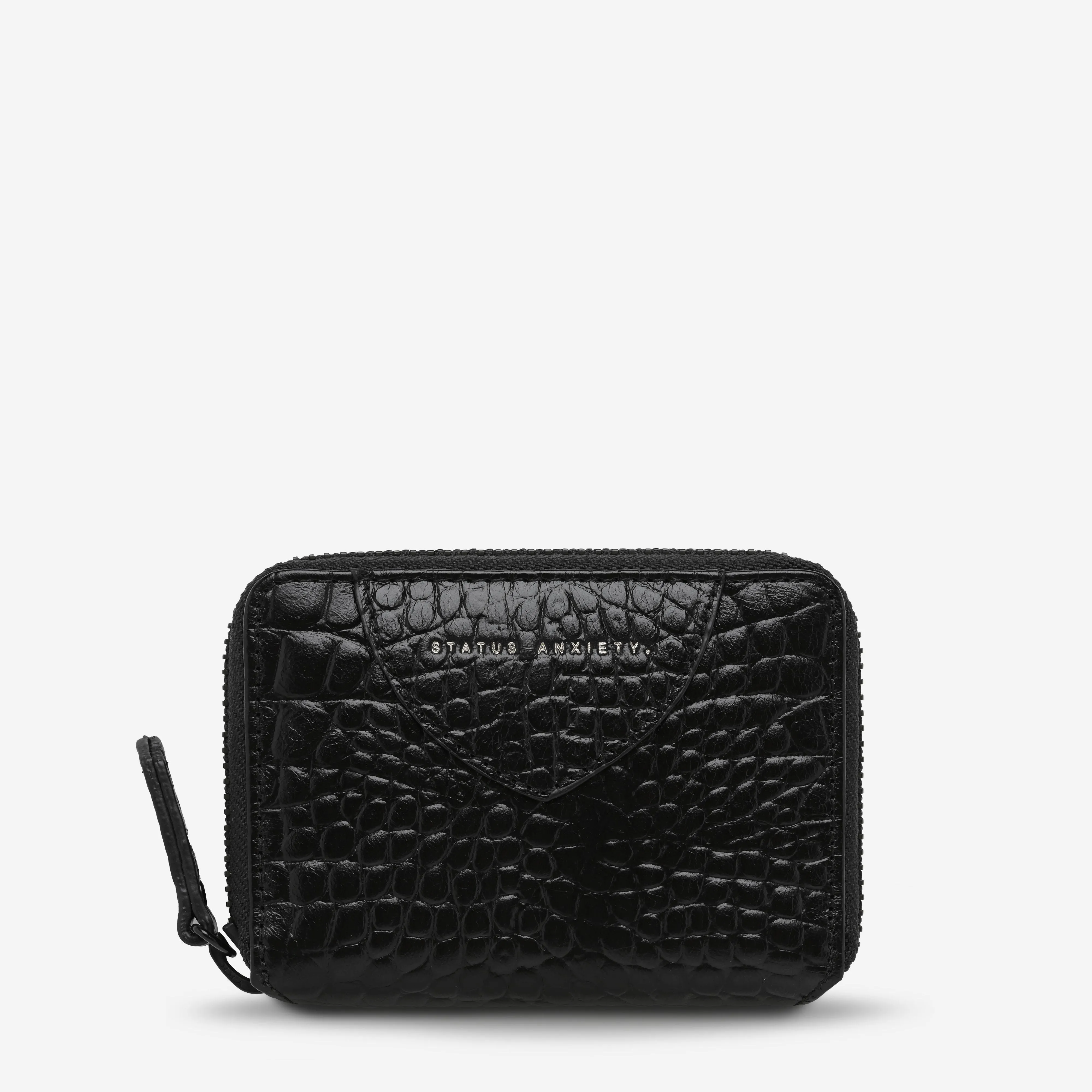 Status Anxiety Wayward Wallet - Black Croc Emboss