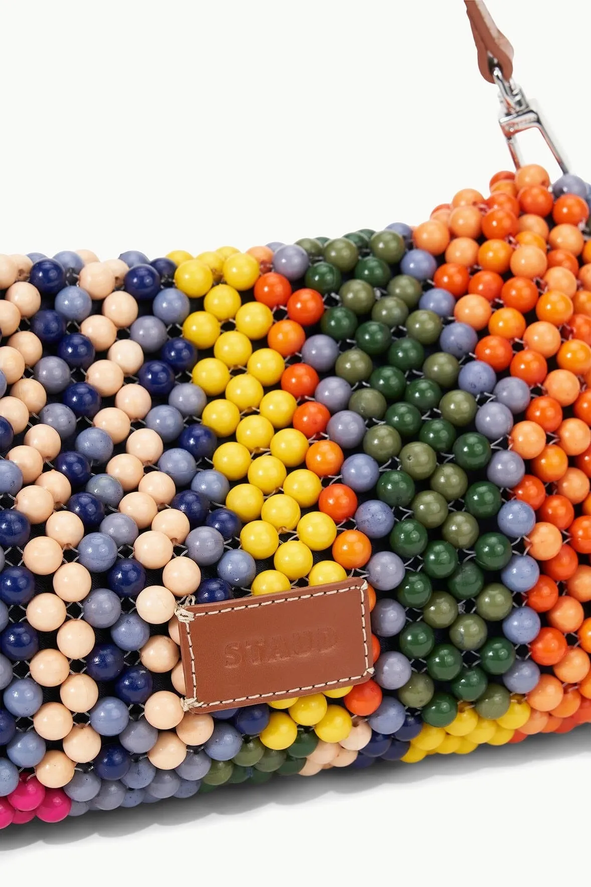 Staud Timmy Beaded Shoulder Bag in Multi Bayadere Stripe
