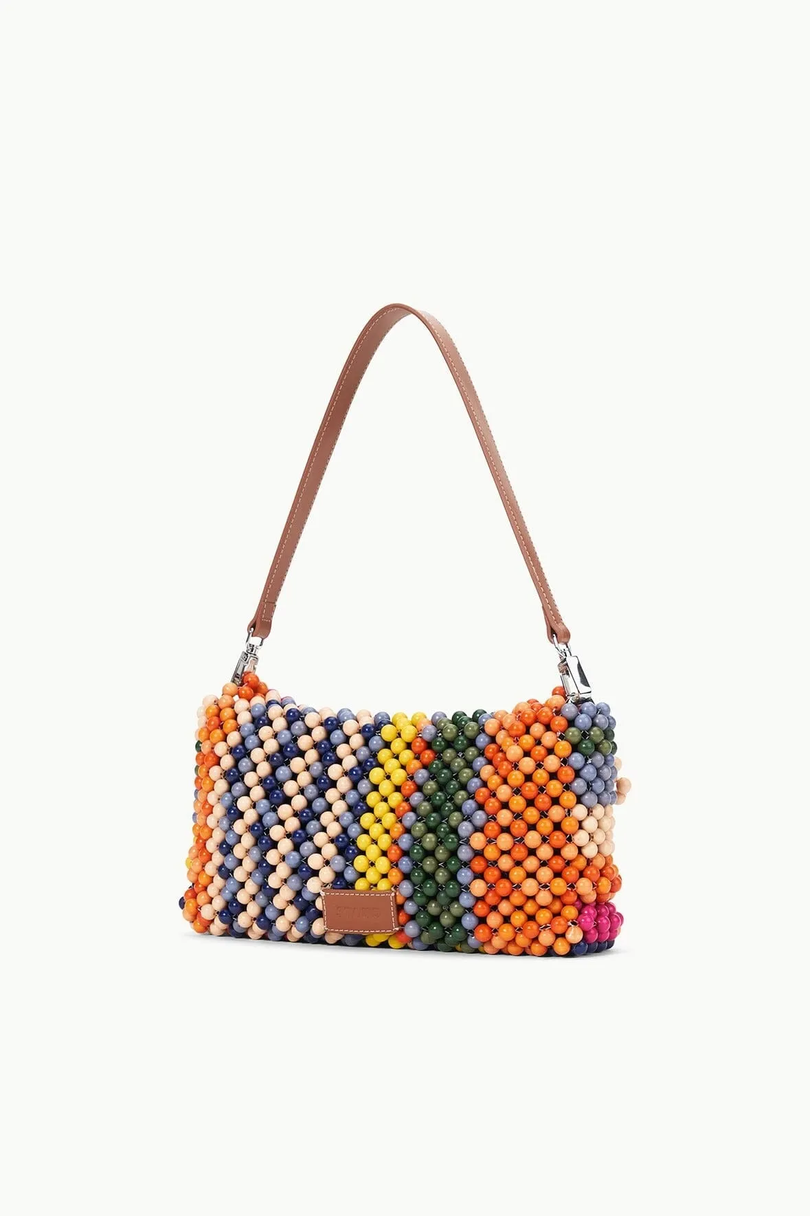 Staud Timmy Beaded Shoulder Bag in Multi Bayadere Stripe