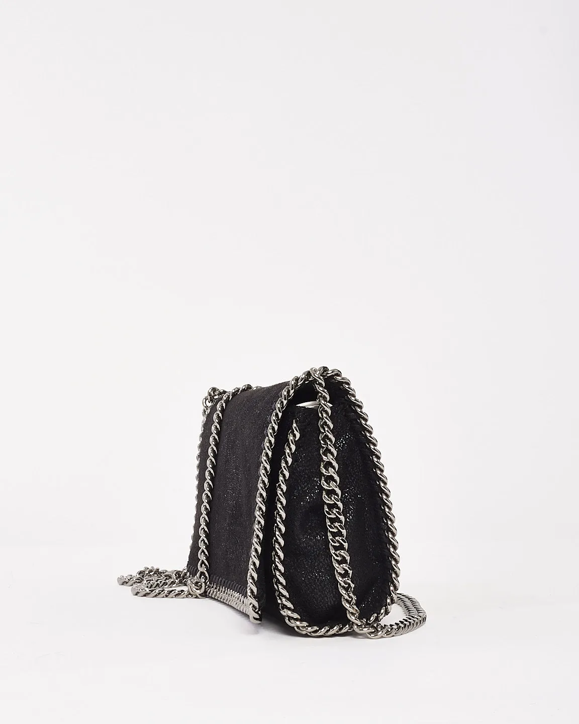 Stella McCartney Black Faux Suede Mini Falabella Shoulder Bag