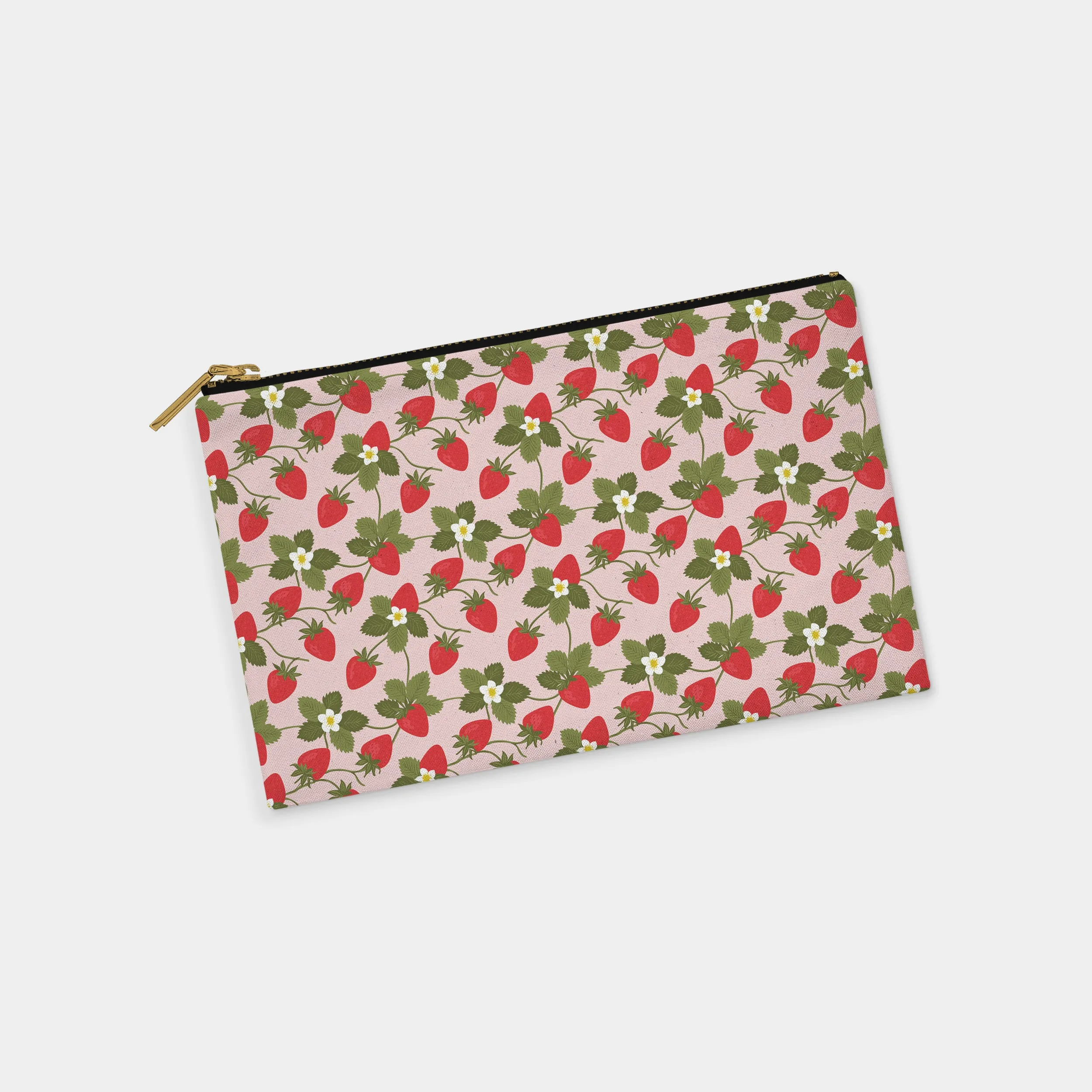 Strawberries Personalized Zipper Pouch (on blush)