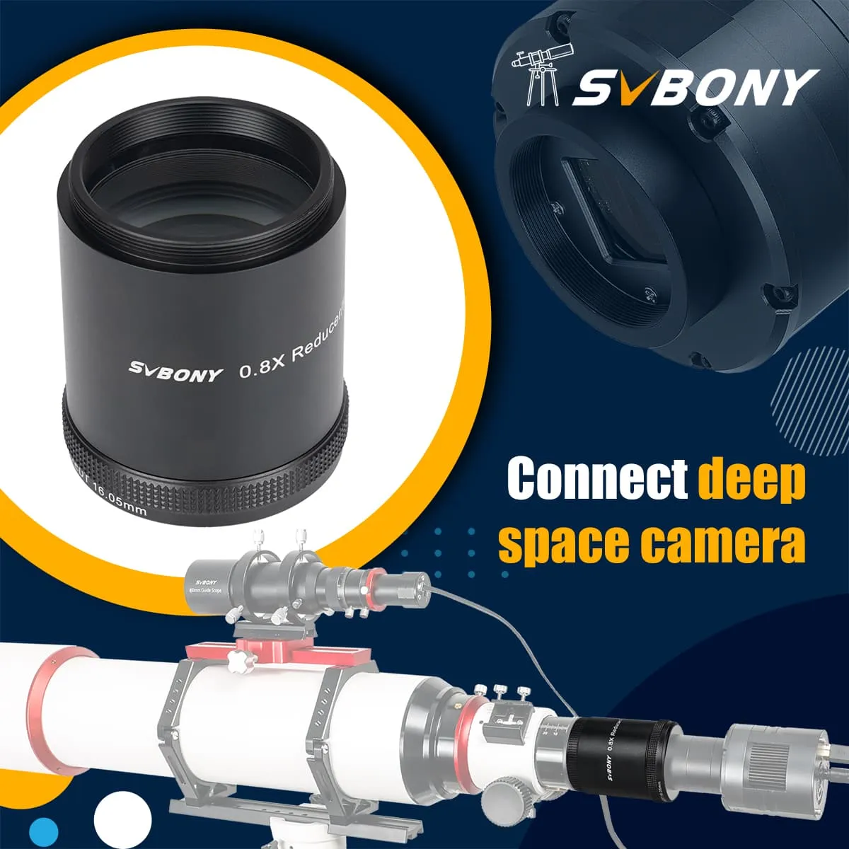 SVBONY SV209 Focal Reducer/Field Flattener 0.8x for SV550 122F7 Triplet APO Refractor Black - W9161B