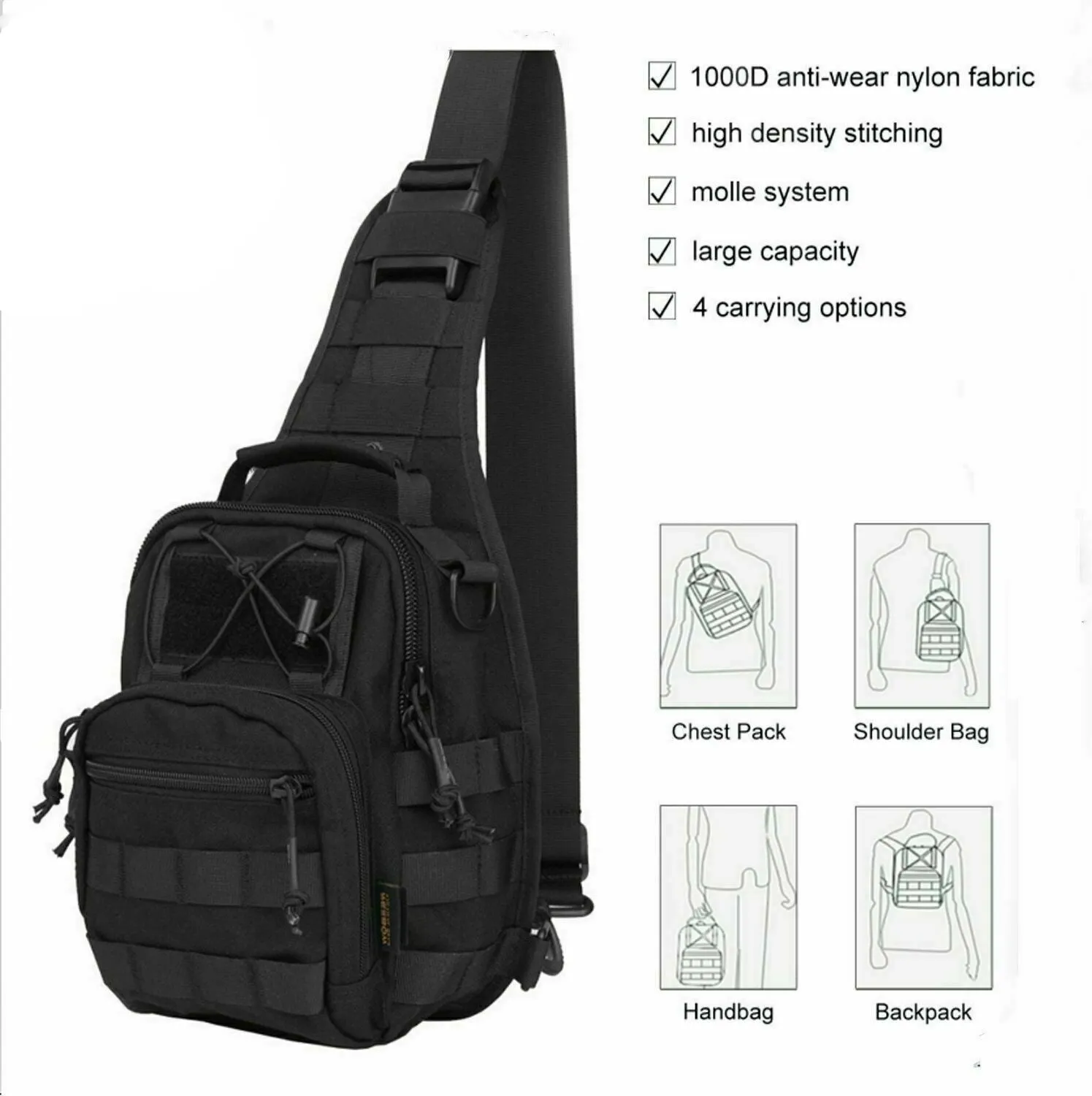 Tactical Sling Bag for man | Black