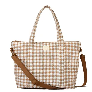 the QUILTED BON VOYAGE DUFFLE Brown Gingham