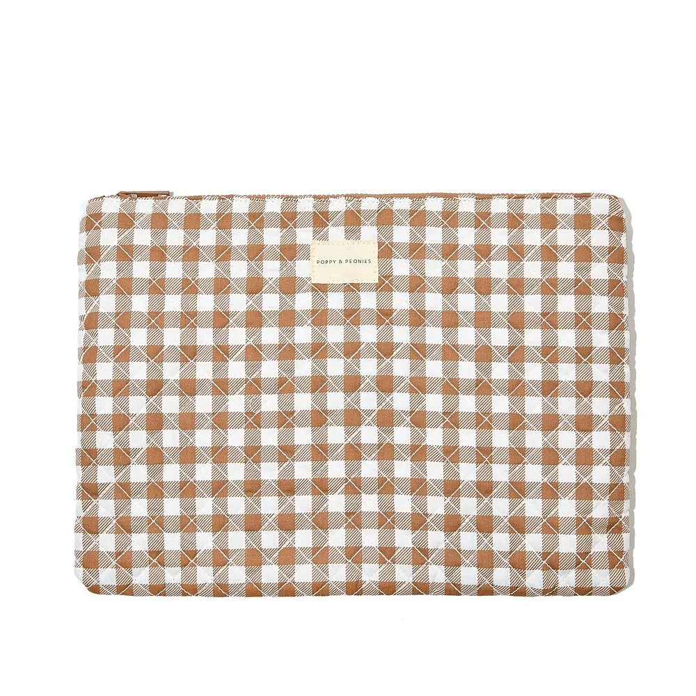 the QUILTED BON VOYAGE DUFFLE Brown Gingham