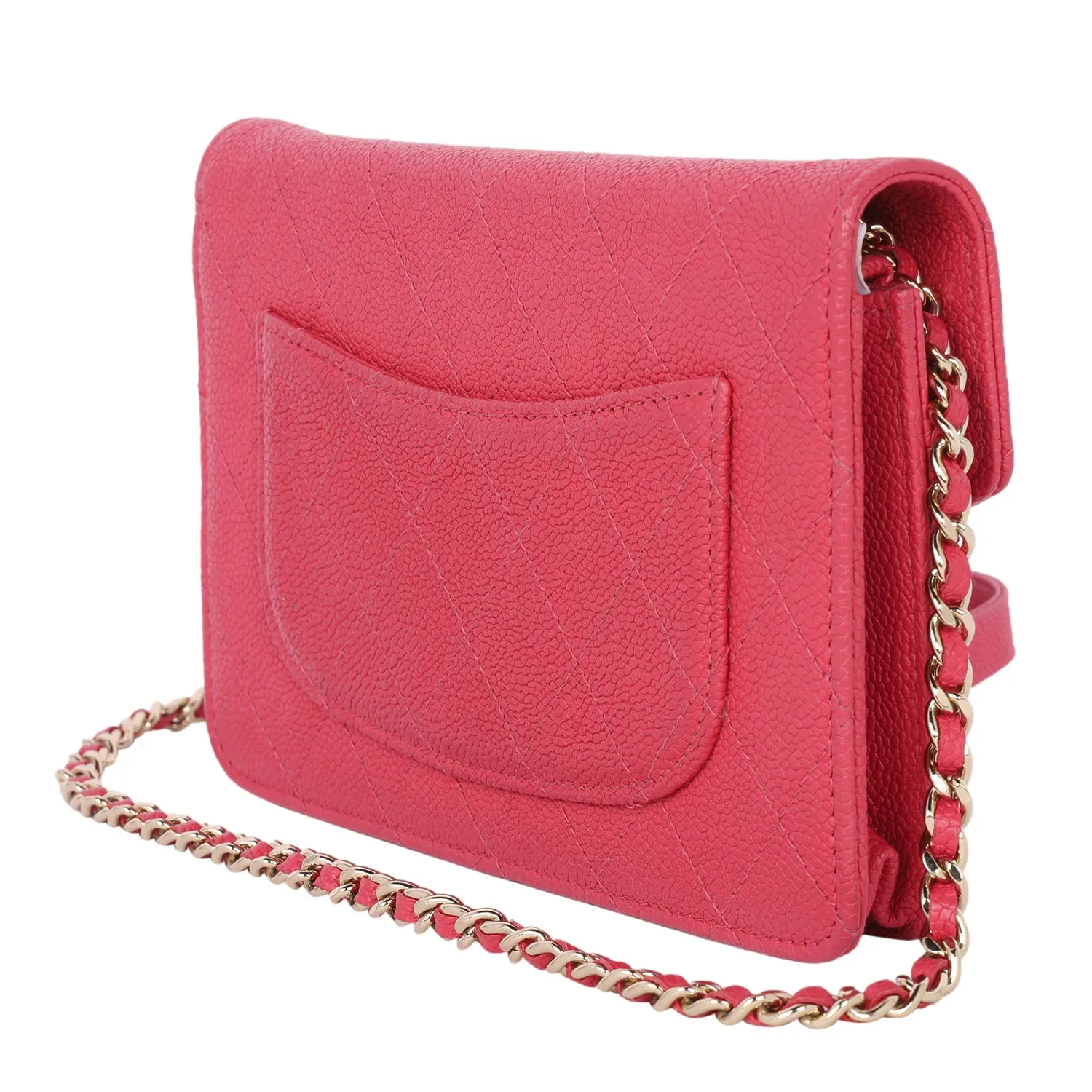 Thread Around Chain Flap Bag Quilted Caviar