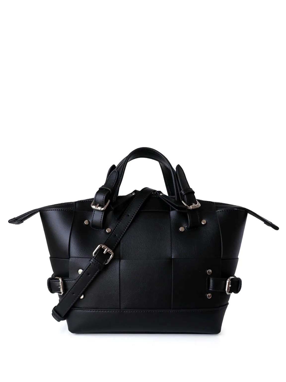Top Handle Cassette Tote Bag Leather Woven Bucket Bag
