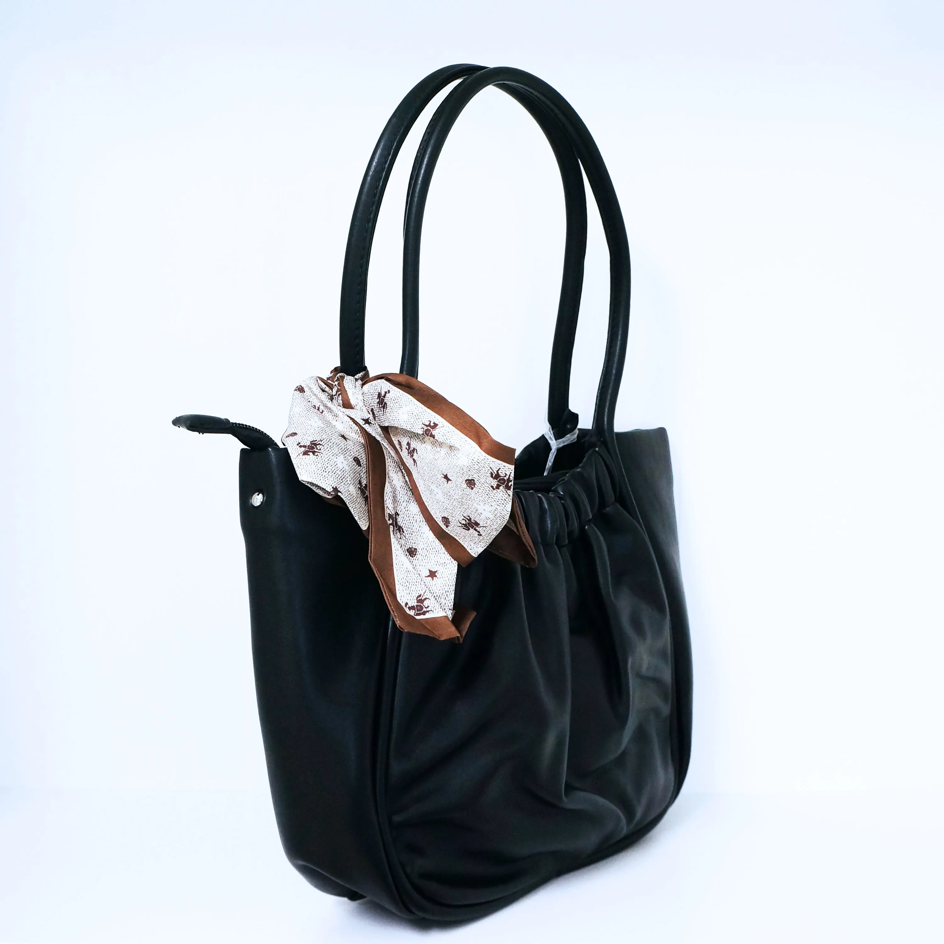 Top-Handle Red Satchel Black With Scarf | ALPHONSINA