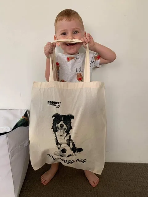 tote bag book bag shopping bag border collie bag birthday gift
