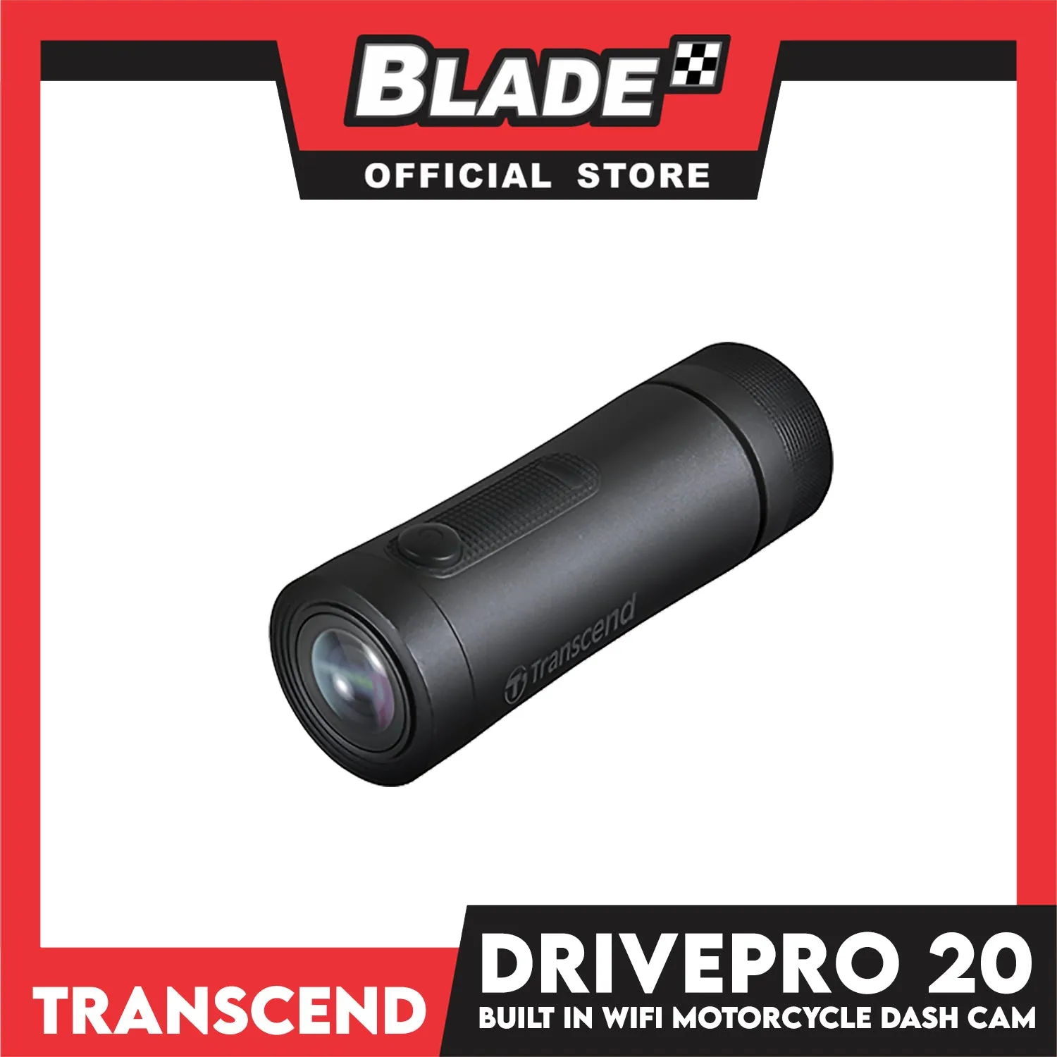 Transcend Motorcycle Dashcam DrivePro 20 Wifi Live Streaming, Bult-in Battery, Water Dust Protection, Starvis Sensor (Memory Card Inside)