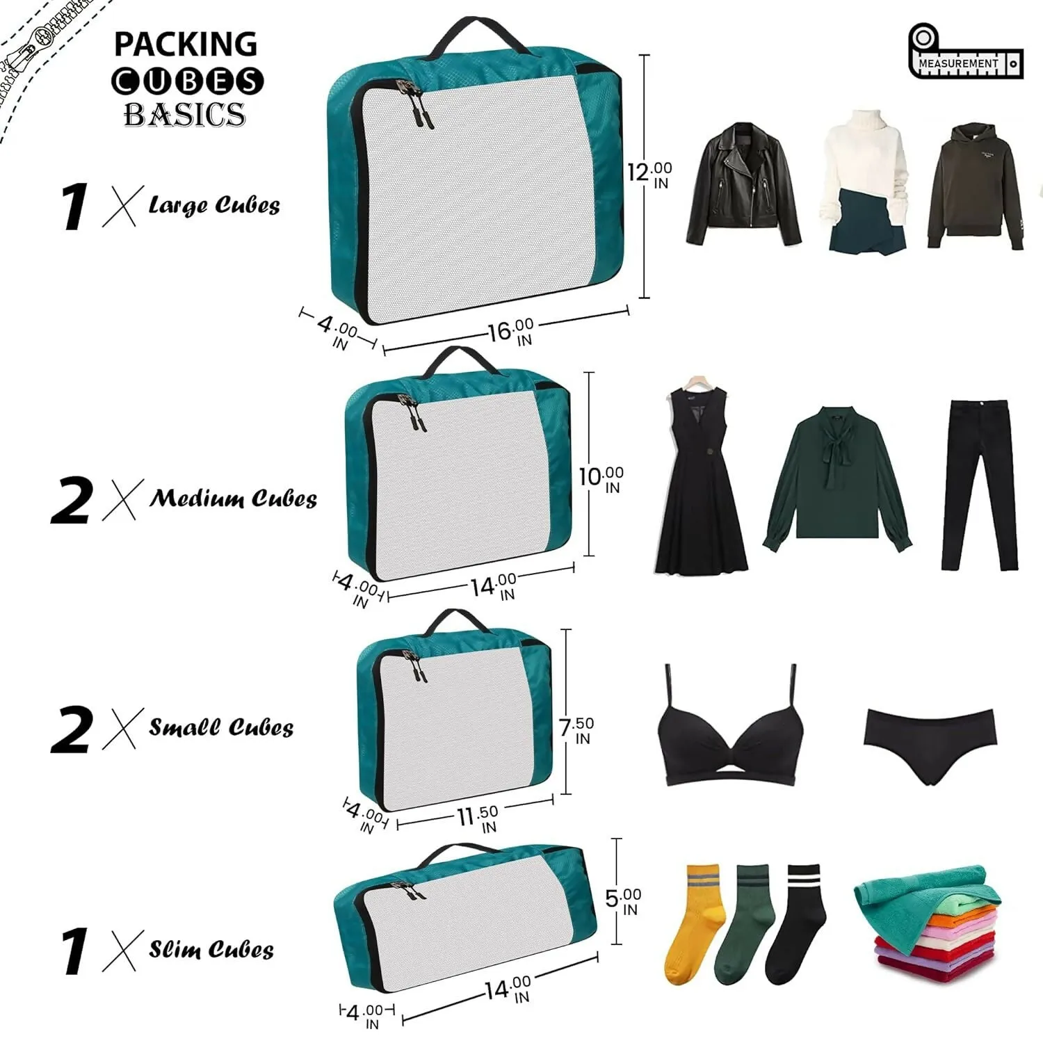 Travel Packing Cubes Organizer Bags (Pack of 4,Airport Blue)