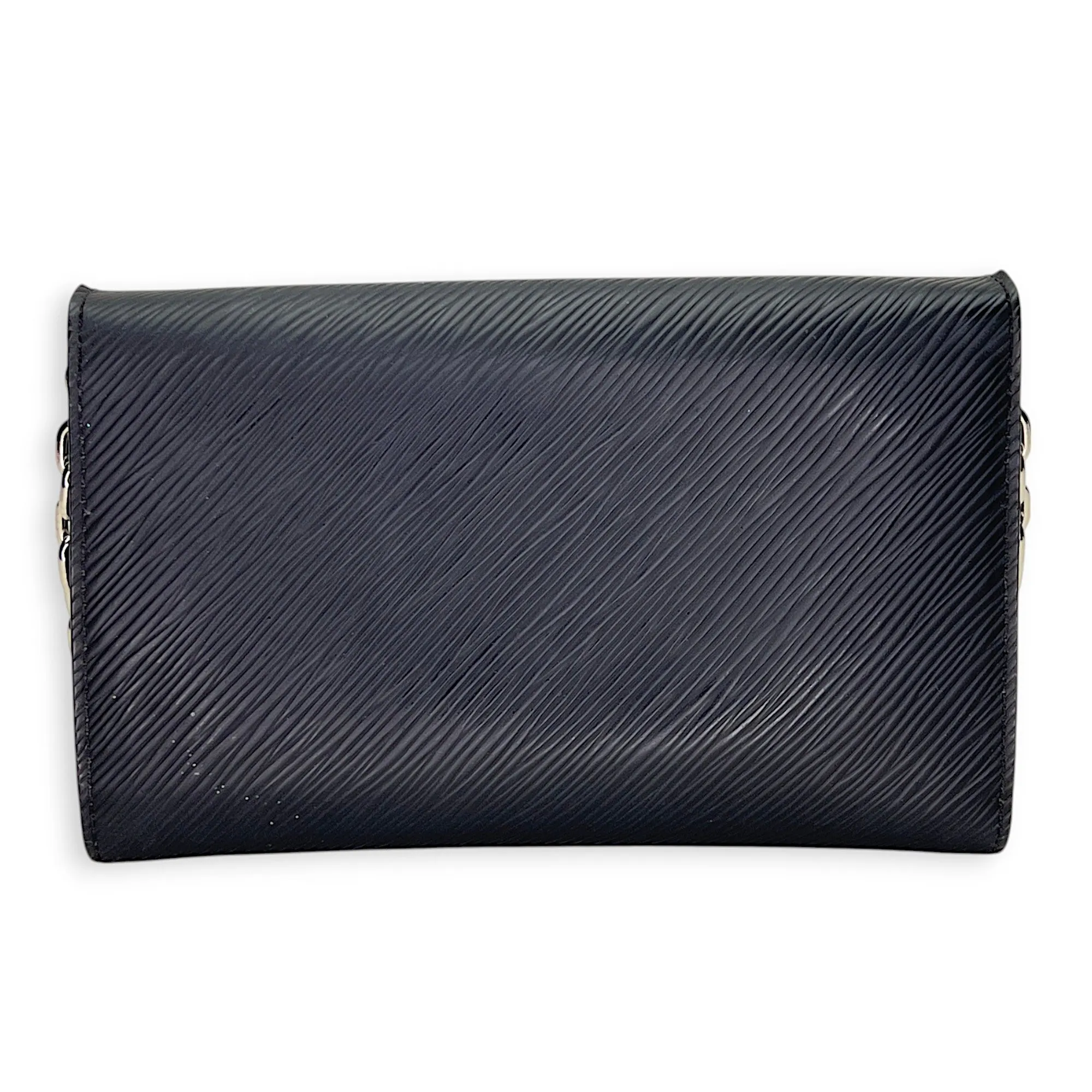 Twist Black Wallet on Chain in Epi Leather, Silver hardware