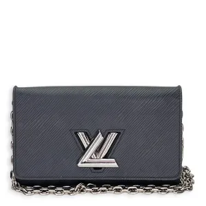 Twist Black Wallet on Chain in Epi Leather, Silver hardware