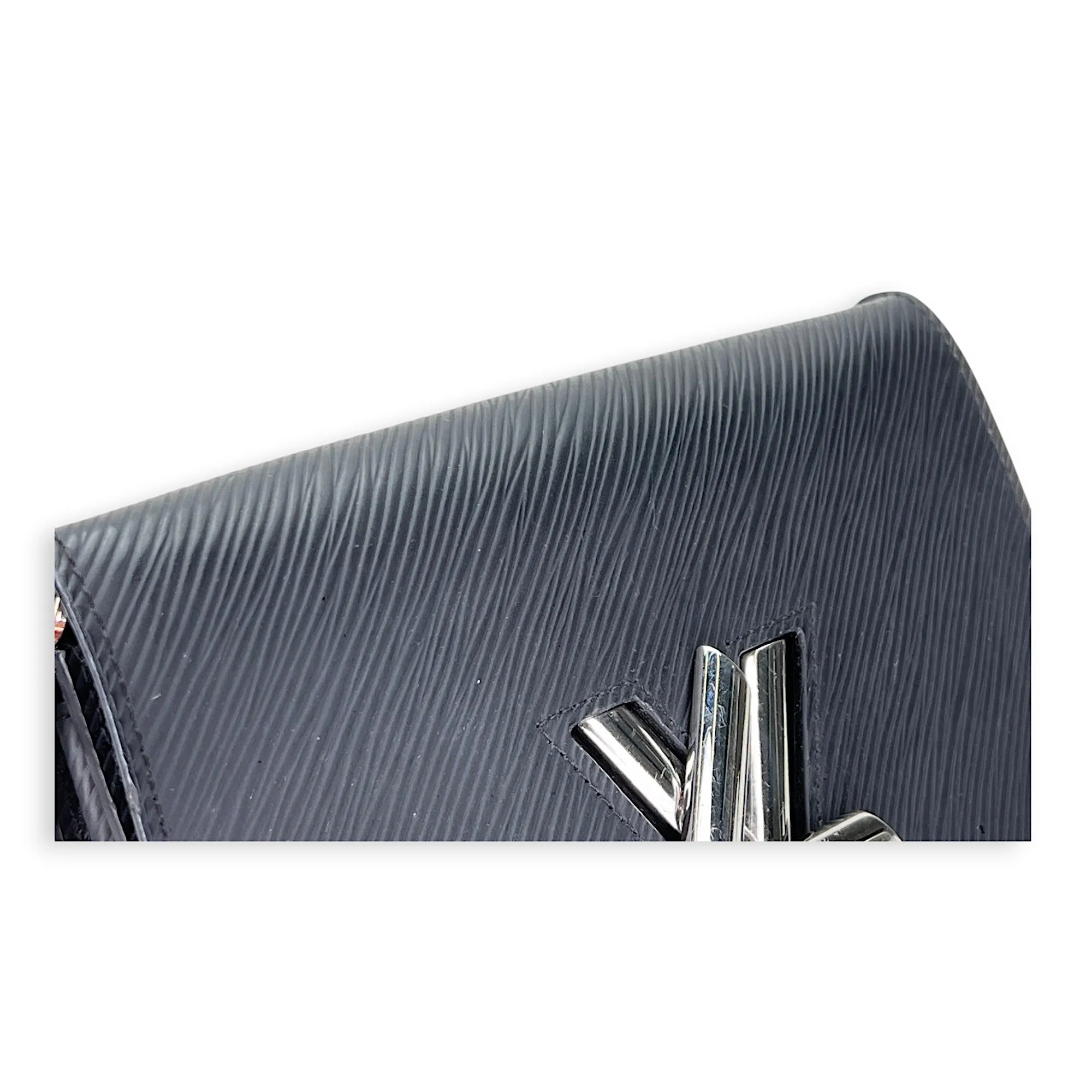 Twist Black Wallet on Chain in Epi Leather, Silver hardware