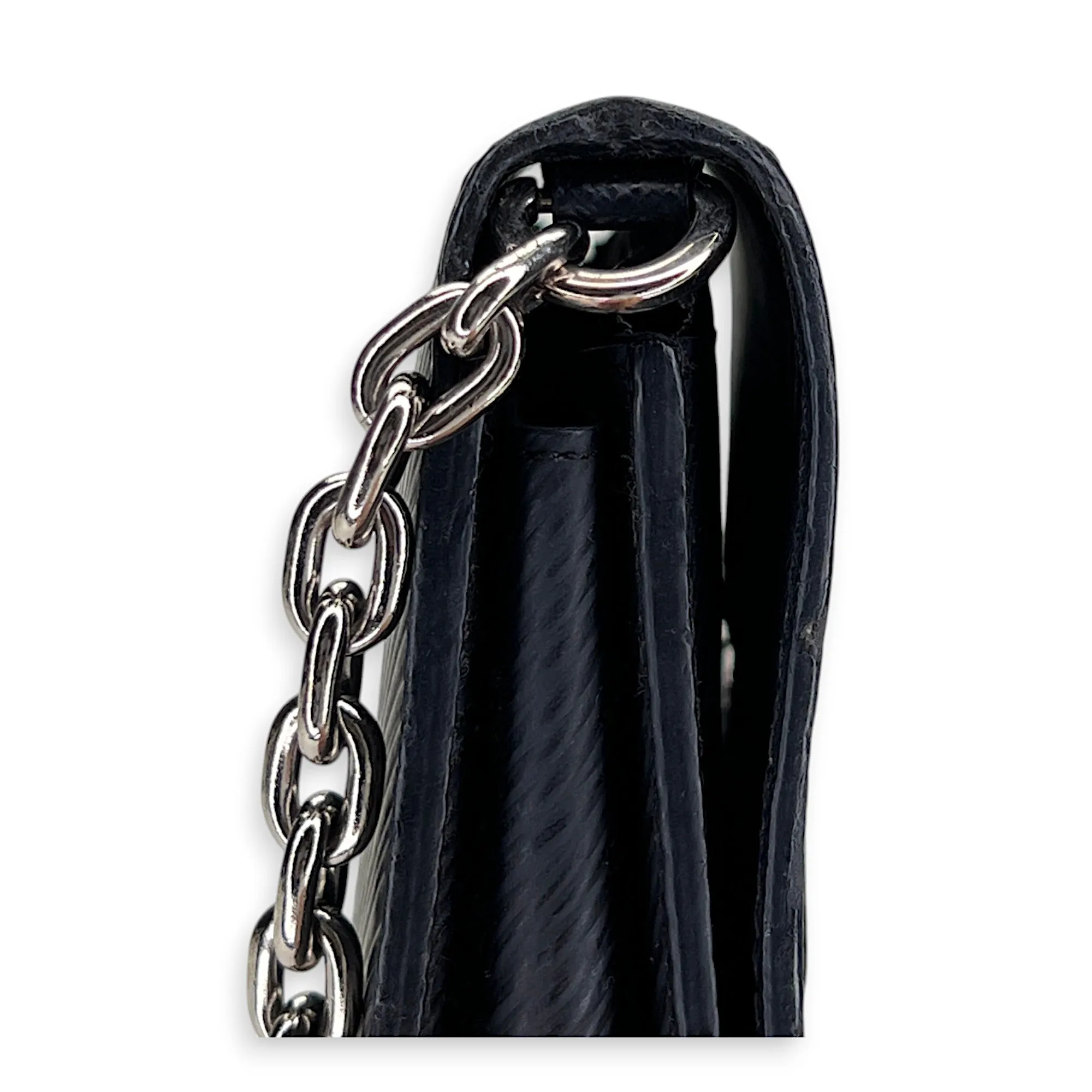 Twist Black Wallet on Chain in Epi Leather, Silver hardware