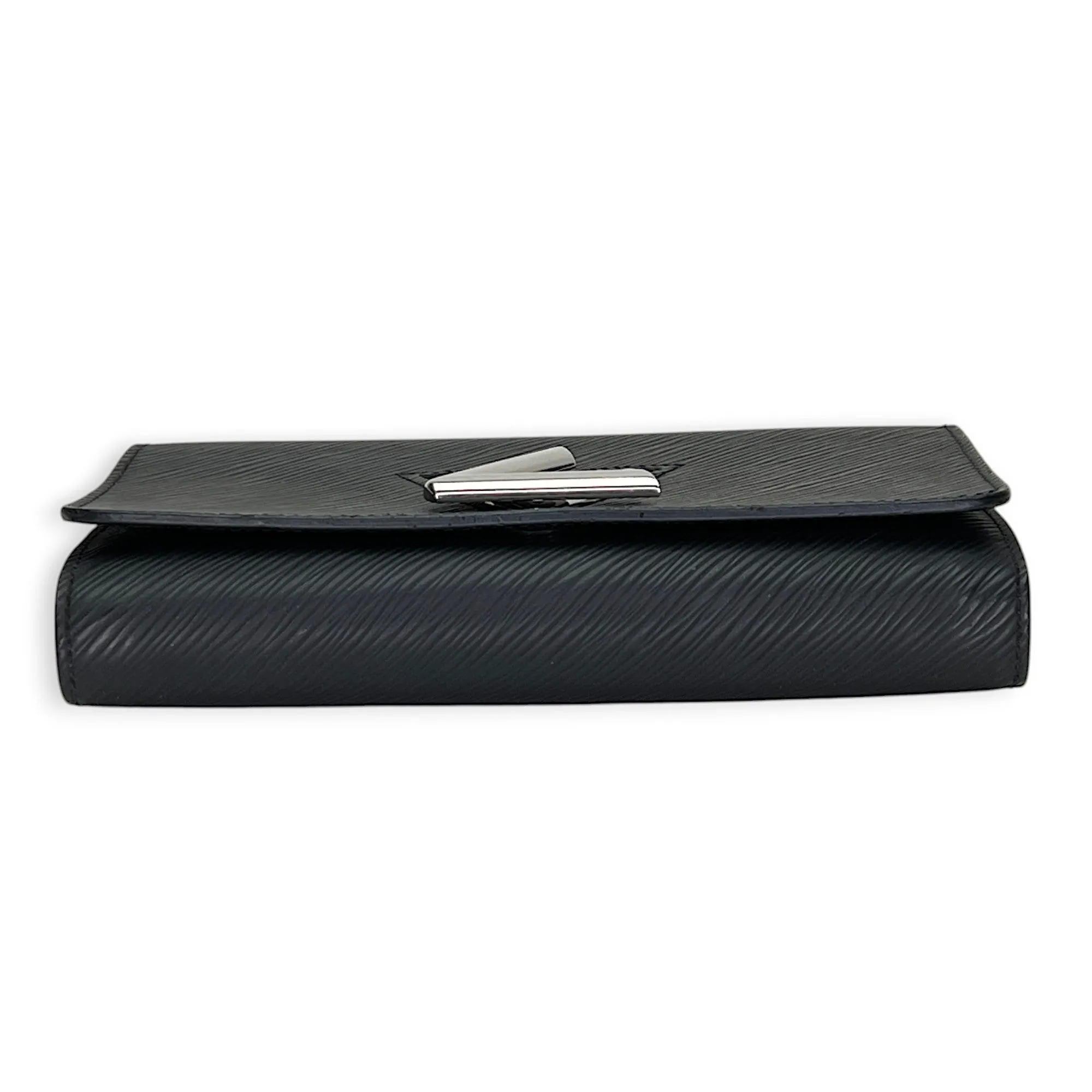 Twist Black Wallet on Chain in Epi Leather, Silver hardware
