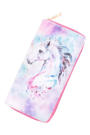 UNICORN PRINT LEATHER ZIPPER WALLET
