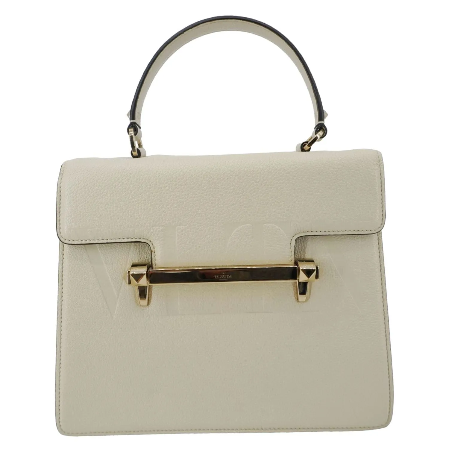 VALENTINO Uptown Embossed VLTN Top Handle Crossbody Bag Cream