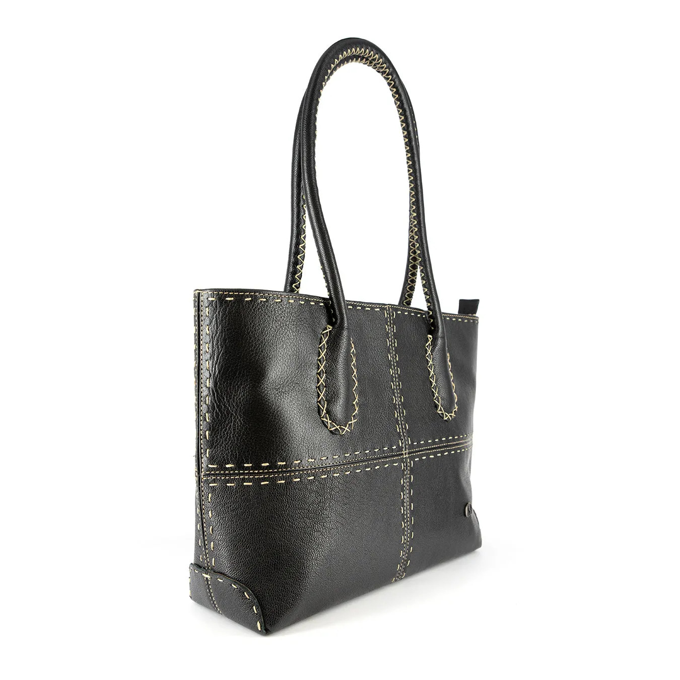 Vanessa : Ladies Leather Shopper Handbag in Black Cayak