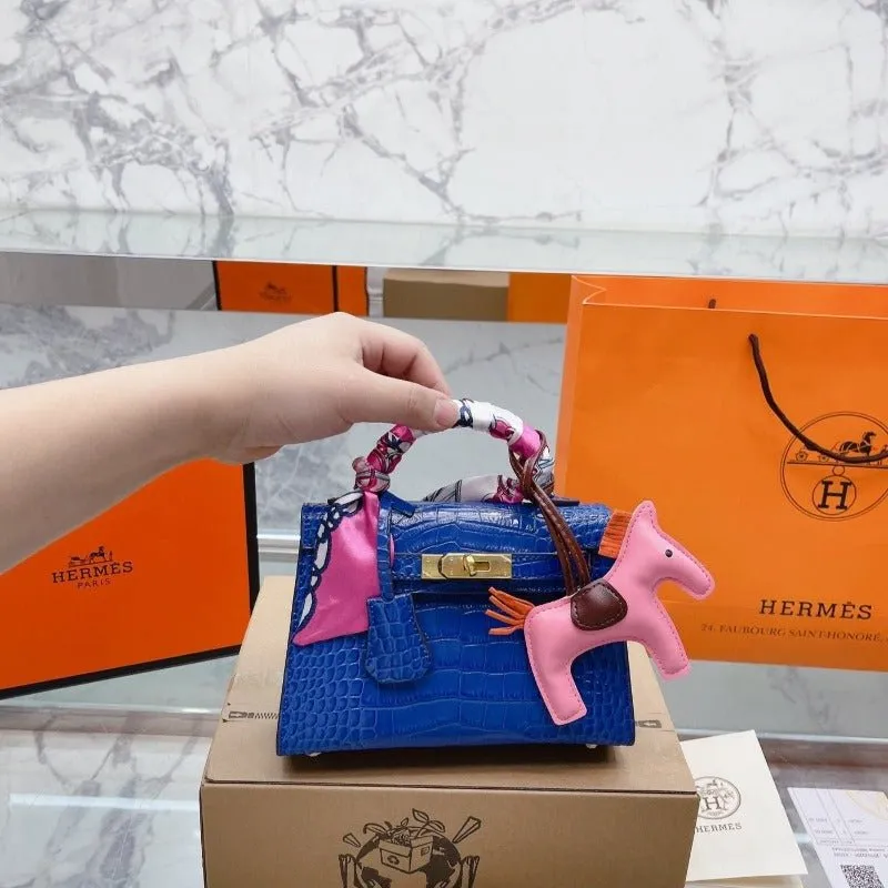 VELORA - Kelly Mini Handbag Blue Croc