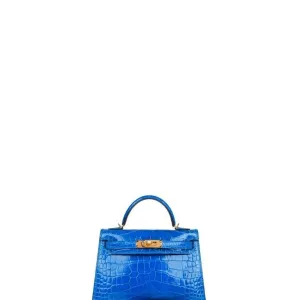 VELORA - Kelly Mini Handbag Blue Croc