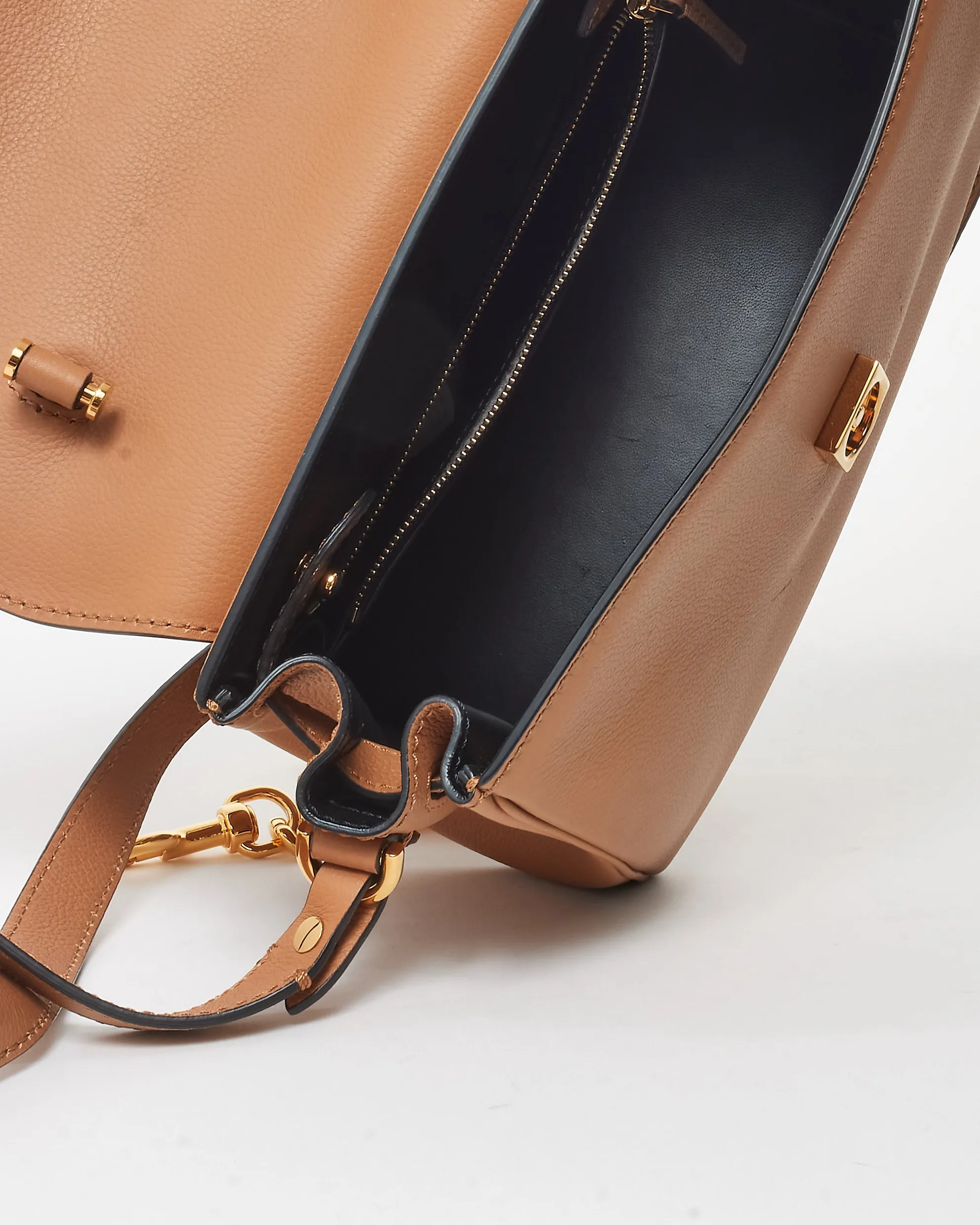 Versace Tan Leather La Medusa Medium Top Handle Bag