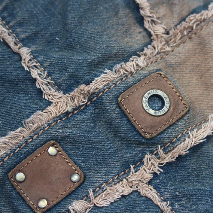 Vintage Blue Denim Womens HandBags Courier Bag Blue Denim Messenger Bags For Men