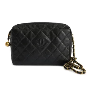 Vintage Camera Bag in Black Caviar