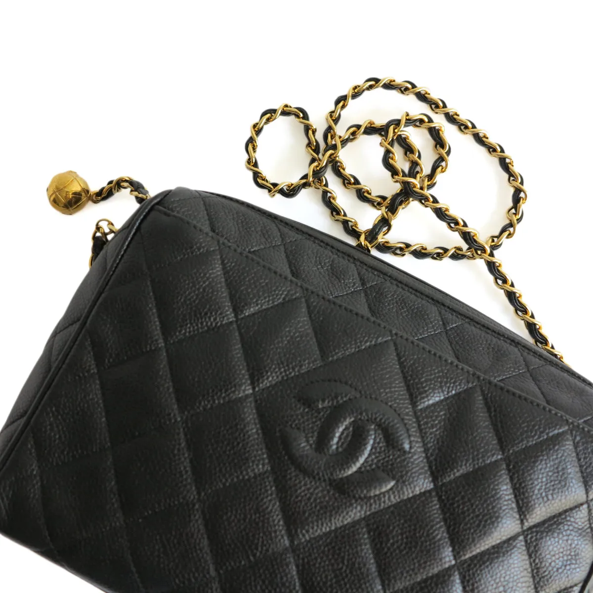 Vintage Camera Bag in Black Caviar