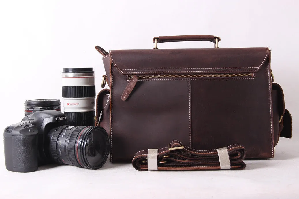 Vintage Genuine Leather DSLR Camera Bag SLR Camera Bag Briefcase Leather Camera Bag 6919