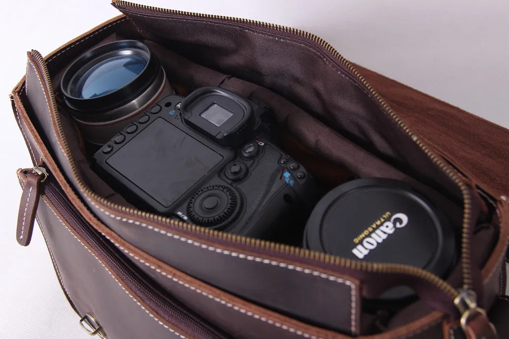 Vintage Genuine Leather DSLR Camera Bag SLR Camera Bag Briefcase Leather Camera Bag 6919