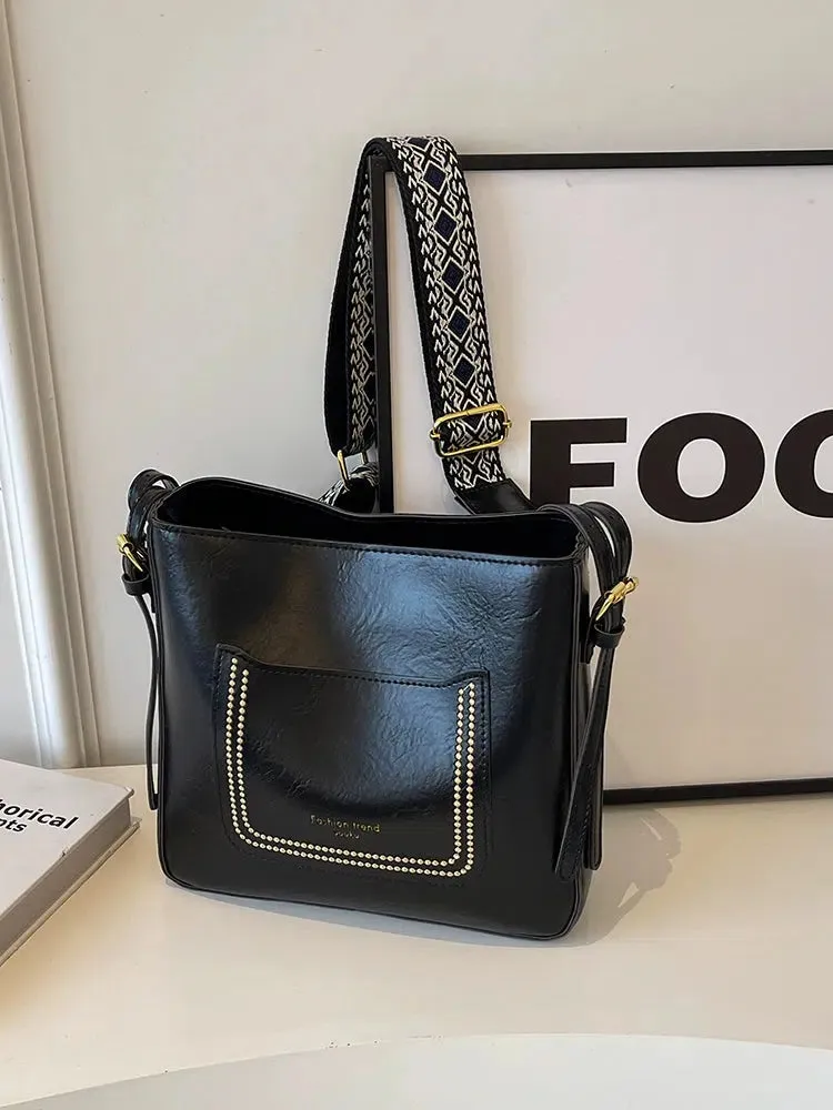 Vintage Leather Bucket Shaped Bag
