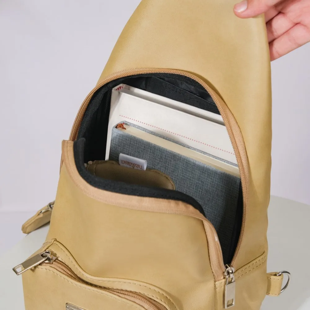 Voyager One Shoulder Sling Backpack Beige