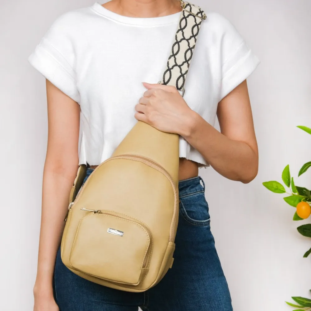 Voyager One Shoulder Sling Backpack Beige