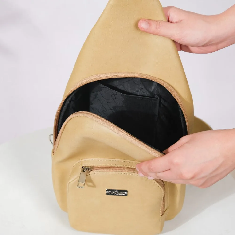 Voyager One Shoulder Sling Backpack Beige