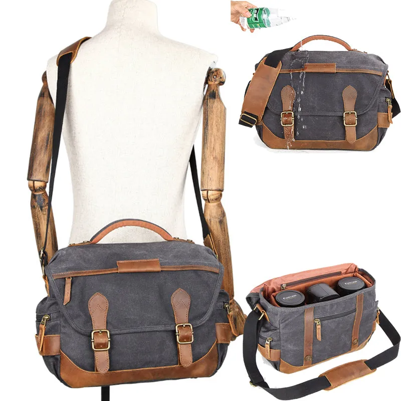 Waterproof Camera Bag Canvas Photography Messenger Bag