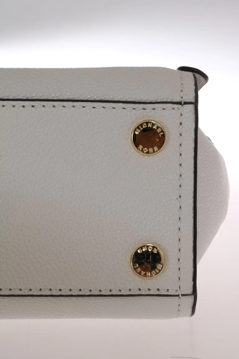 White CASSIE Leather Messenger Bag