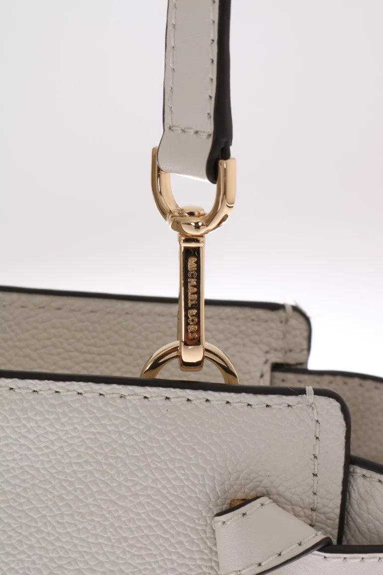 White CASSIE Leather Messenger Bag