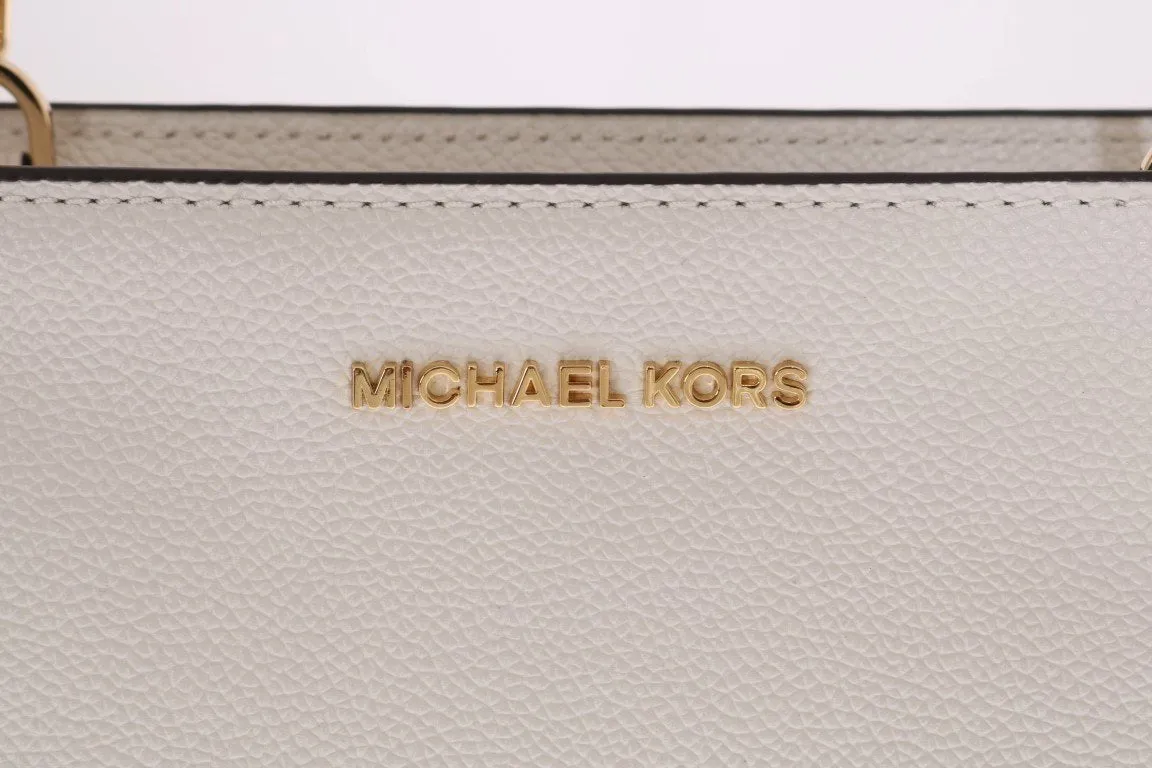 White CASSIE Leather Messenger Bag