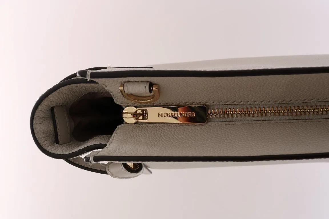 White CASSIE Leather Messenger Bag