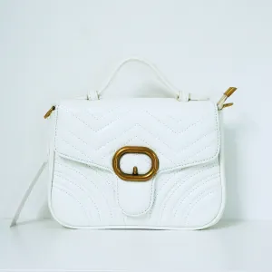 White Rectangular Quilted Crossbody Bag | ALPHONSINA