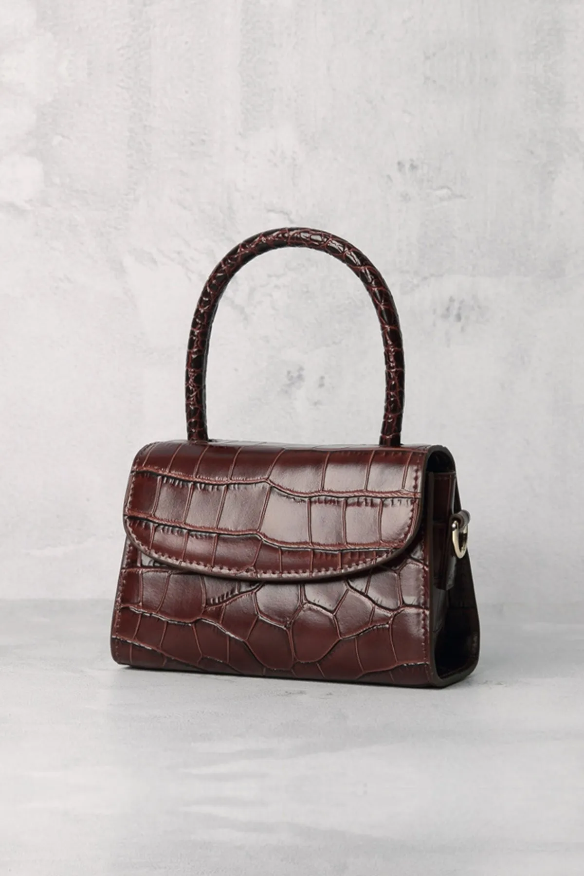 Women's Crocodile Embossed Mini Handbag Croc-Effect Leather Tote Bag Top Handle