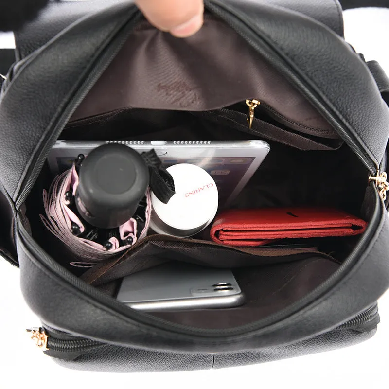 Women's High-grade Large Capacity Fashion Soft Leather Backpacks