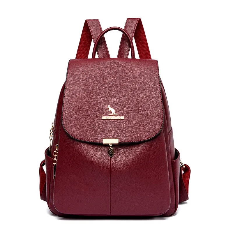 Women's High-grade Large Capacity Fashion Soft Leather Backpacks